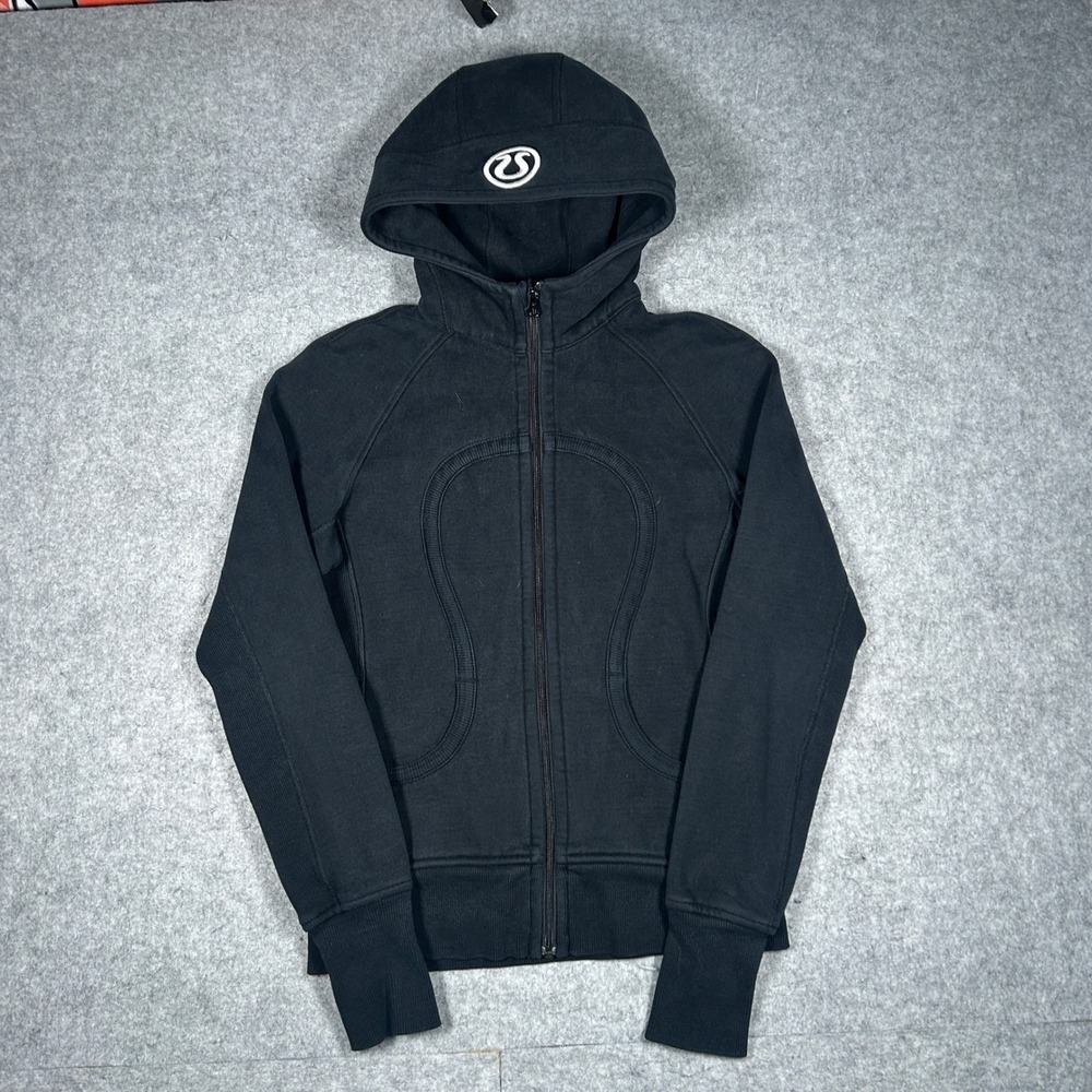 Lululemon Hoodie Womens 4 Black Scuba Full Zip Athletic Yoga Gym Workout